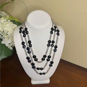 Coldwater Creek small bead and chain necklace in black and silver